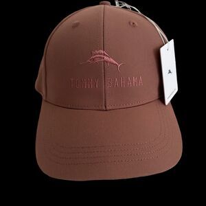Tommy Bahama Spell Out Golf Snapback Hat Cap Men's OSFA Pink Marlin Fishing NEW